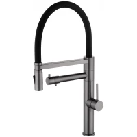 Смеситель для кухни Wonzon & Woghand WW-88458007-BGM с подключением к фильтру, гибким изливом, темный графит матовый