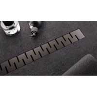 Душевой трап (лоток) Veconi Stesso Line VSL400GR 40 см, с решеткой, перфорированный, графит матовый
