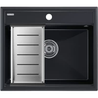Кухонная мойка Paulmark Stepia PM115951-BLM+A375-BS 59x51 см, черный металлик