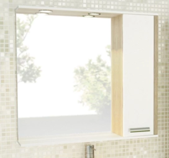 

Зеркальный шкаф 90x83,2 см сосна лоредо/белый глянец Comforty Тулуза 00003132228