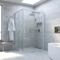 Душевой уголок Vegas Glass ZA-F NOVO h2000 100*80 01 01 100x80 см, профиль белый, стекло прозрачное