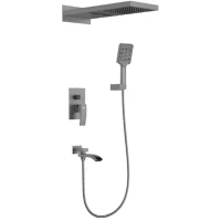 Душевой комплект Gappo G7107-79 230 мм, со смесителем, оружейная сталь