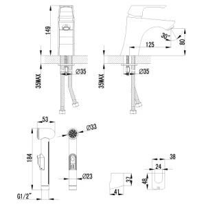 Изображение товара смеситель для умывальника с гигиеническим душем lemark unit lm4516c