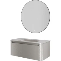 Комплект мебели Armadi Art Voi Stonefinish Stonegrey 782-100-SF-SG + 786-100-SF-SG без отв. + 545-100-GM 102 см, подвесной, светло-серый камень матовый