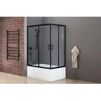 Душевой уголок с поддоном Royal Bath RB8100BP-T-BL-L 100x80 см L, профиль черный матовый, стекло прозрачное