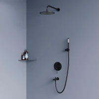 Душевой комплект RGW SP-52-1B 511408521-04 300 мм, со смесителем, черный матовый