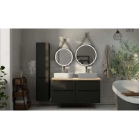 Комплект мебели серый матовый 119,6 см со столешницей бук светлый Jorno Wood Wood.01.60/P/GR + Wood.01.60/P/GR + Wood.06.120/LW + 0085176 + 0085176 + Wood.02.60/TK + Wood.02.50/TK