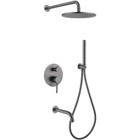 Душевой комплект Abber Wasser Kreis AF8117NG 250 мм, со смесителем, никель