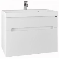 Тумба с раковиной белый глянец 70 см Санта Лондон 224003L + CLASSIC70M