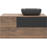 Тумба под раковину Misty Коломбо П-Кол-01100-074ПП 100,4 см R, подвесная, со столешницей, дуб галифакс/антрацит матовый