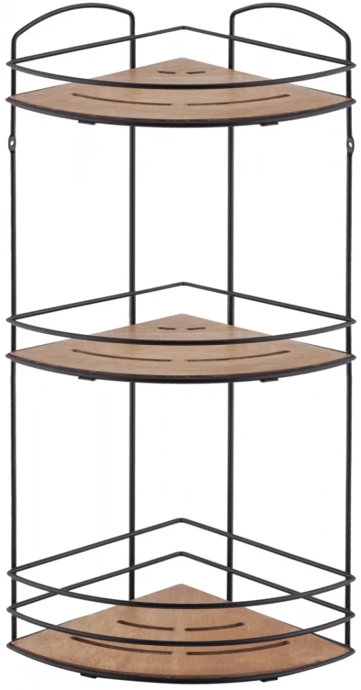 

Полка для ванной Tekno-tel BK075B 21x21 см, угловая, тройная, черный матовый