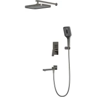 Душевой комплект BelBagno Due DUE-VDSET-GM 310x210 мм, со смесителем, оружейная сталь матовый