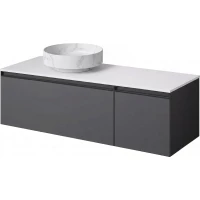 Тумба с раковиной Armadi Art Quatro Antracite 790-M2-140-A-A + 792-140-W + 801-CLCT 141 см L, подвесная, со столешницей, антрацит матовый