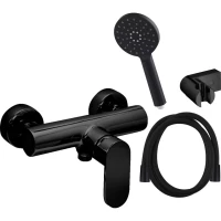 Смеситель для душа AQG Beta 01BE2317NG с душевым гарнитуром, черный матовый
