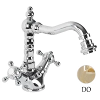 Смеситель для биде с донным клапаном золото 24 карат, ручки золото 24 карат Cezares Golf GOLF-BS2-03/24