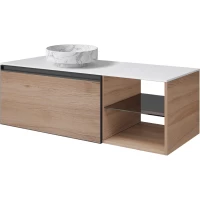 Тумба с раковиной Armadi Art Quatro Willow 790-M6-120-W-A + 792-120-W + 801-CLCT 121 см L , подвесная, со столешницей, ива