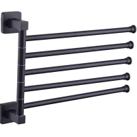 Полотенцедержатель Fashun A2615-7 33,4 см, поворотный, пятерной, черный матовый