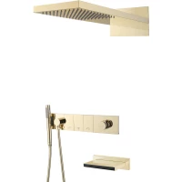 Душевой комплект Boheme Zodiac 132-2-G 230 мм, со смесителем, золотой