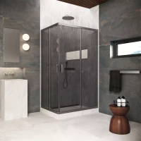 Душевой уголок Vegas Glass ZA-F Protec 110*85 11 07 110x85 см, профиль оружейная сталь, стекло графитовое