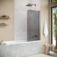 Шторка на ванну Vegas Glass EV NOVO 60 11 07 61 см, профиль оружейная сталь, стекло графитовое