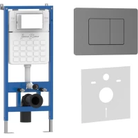 Инсталляция для унитаза Iberica Blanca Silencio Inox-C IB001.118 с кнопкой смыва, вороненая сталь
