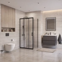 Душевой уголок BelBagno Uno UNO-195-AF-31-100-C-NERO 100x100 см, профиль черный матовый, стекло прозрачное