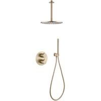 Душевой комплект Abber Wasser Kreis AF8121G 250 мм, CoolStart, со смесителем, золотой матовый