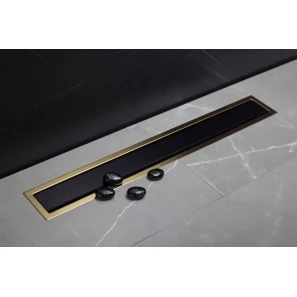 Изображение товара душевой канал 450 мм pestan confluo premium black glass gold line 13100114