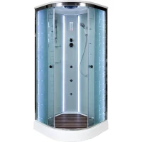 Душевая кабина 90x90x220 см Deto EM1590LED+GM матовое с прозрачным узором