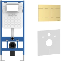 Инсталляция для унитаза Iberica Blanca Silencio Inox-R IB001.015.03 с кнопкой смыва, золотой матовый