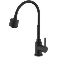 Смеситель для кухни Splenka S201.47.06 с гибким изливом, черный матовый