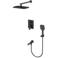 Душевой комплект Splenka S31.27 320x210 мм, со смесителем, черный матовый