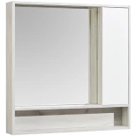 Изображение товара зеркальный шкаф 100x91 см белый глянец/дуб крафт акватон флай 1a237802fax10