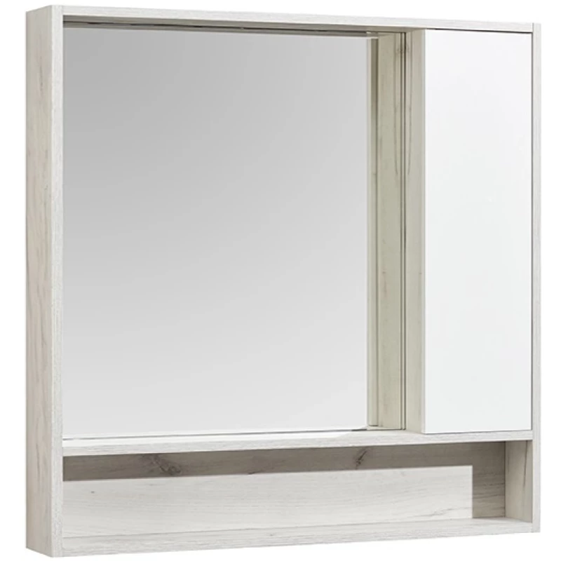 Зеркальный шкаф 100x91 см белый глянец/дуб крафт Акватон Флай 1A237802FAX10
