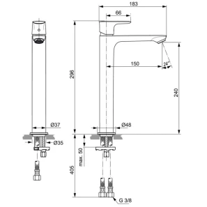 Изображение товара смеситель для раковины без донного клапана ideal standard connect air a7027a5
