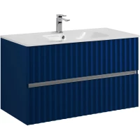 Тумба под раковину Art&Max Elegant AM-ELEGANT-1000-2C-SO-SA-P 100 см, подвесная, с LED-подсветкой ручек, сапфир матовый