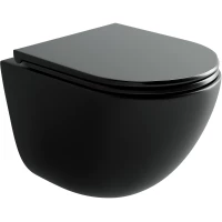 Унитаз подвесной Ceramica Nova Vogue CN4008TMB безободковый, торнадо, с сиденьем микролифт, черный матовый