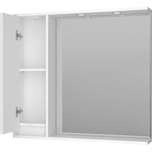 Изображение товара зеркальный шкаф brevita balaton bal-04090-01-л 88,2x80 см l, с подсветкой, выключателем, белый матовый