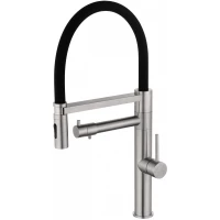 Смеситель для кухни Wonzon & Woghand WW-88458007-BN с подключением к фильтру, гибким изливом, никель матовый 