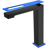 Смеситель для раковины Boheme Q 142-BUW черный матовый/синий