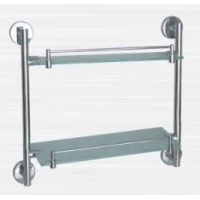 Полка стеклянная 2х этажная с бортиком Rainbowl Long 2202