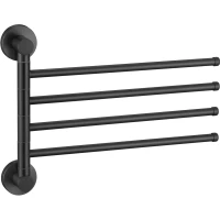Полотенцедержатель Savol S-005604H 34,8 см, поворотный, четверной, черный матовый
