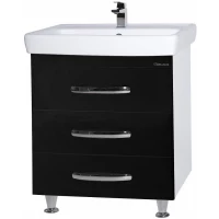 Тумба с раковиной черный глянец/белый глянец 80 см Bellezza Рокко 4635313660045 + 4620000148579