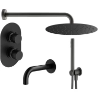 Душевой комплект Plumberia Selection IXO KITXOT19NO60 250 мм, с термостатом, черный матовый