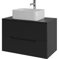 Тумба с раковиной Orange Line Li-80TubMDF+B02-460W 80,2 см, подвесная, со столешницей, черный матовый