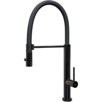 Смеситель для кухни Knotlor Infinity SS-17/BL с подключением к фильтру, гибким изливом, черный матовый