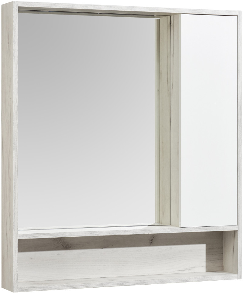 Зеркальный шкаф 80х91 см белый глянец/дуб крафт Акватон Флай 1A237702FAX10