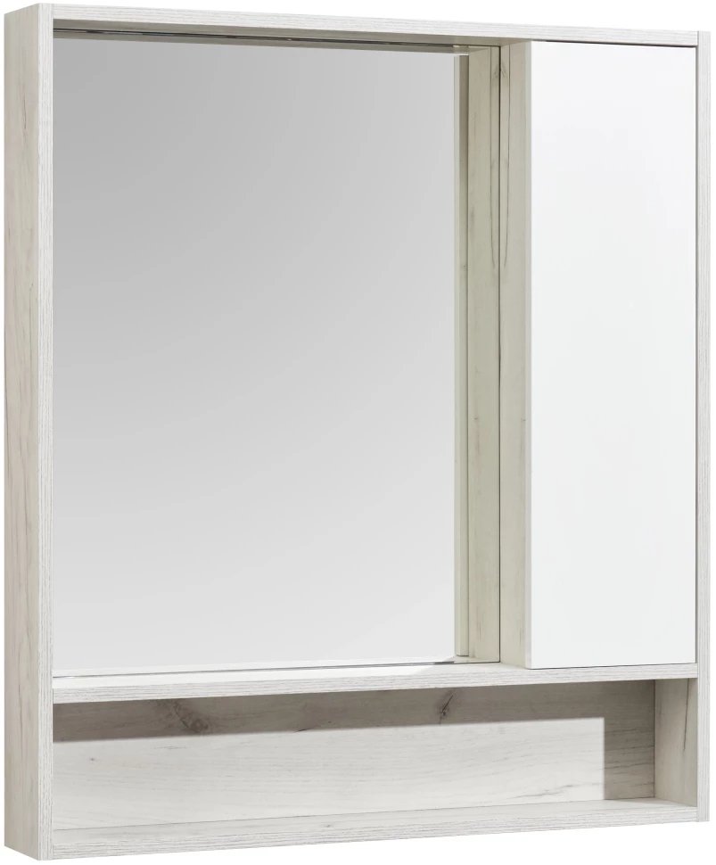 Зеркальный шкаф 80x91 см белый глянец/дуб крафт Акватон Флай 1A237702FAX10 зеркальный шкаф акватон флай 80 дуб крафт 1a237702fax10