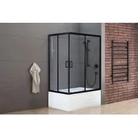 Душевой уголок с поддоном Royal Bath RB8100BP-T-BL-R 100x80 см R, профиль черный матовый, стекло прозрачное
