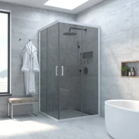 Душевой уголок Vegas Glass ZA NOVO h2000 80 01 07 80x80 см, профиль белый, стекло графитовое